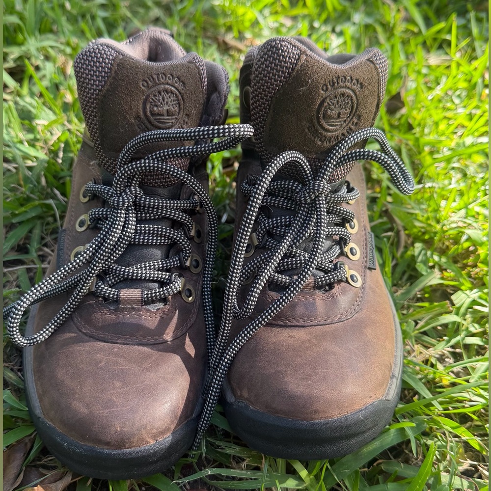 TIMBERLAND Womens Brown Leather White Ledge Waterproof Mid Outdoor Hiker Boots 6